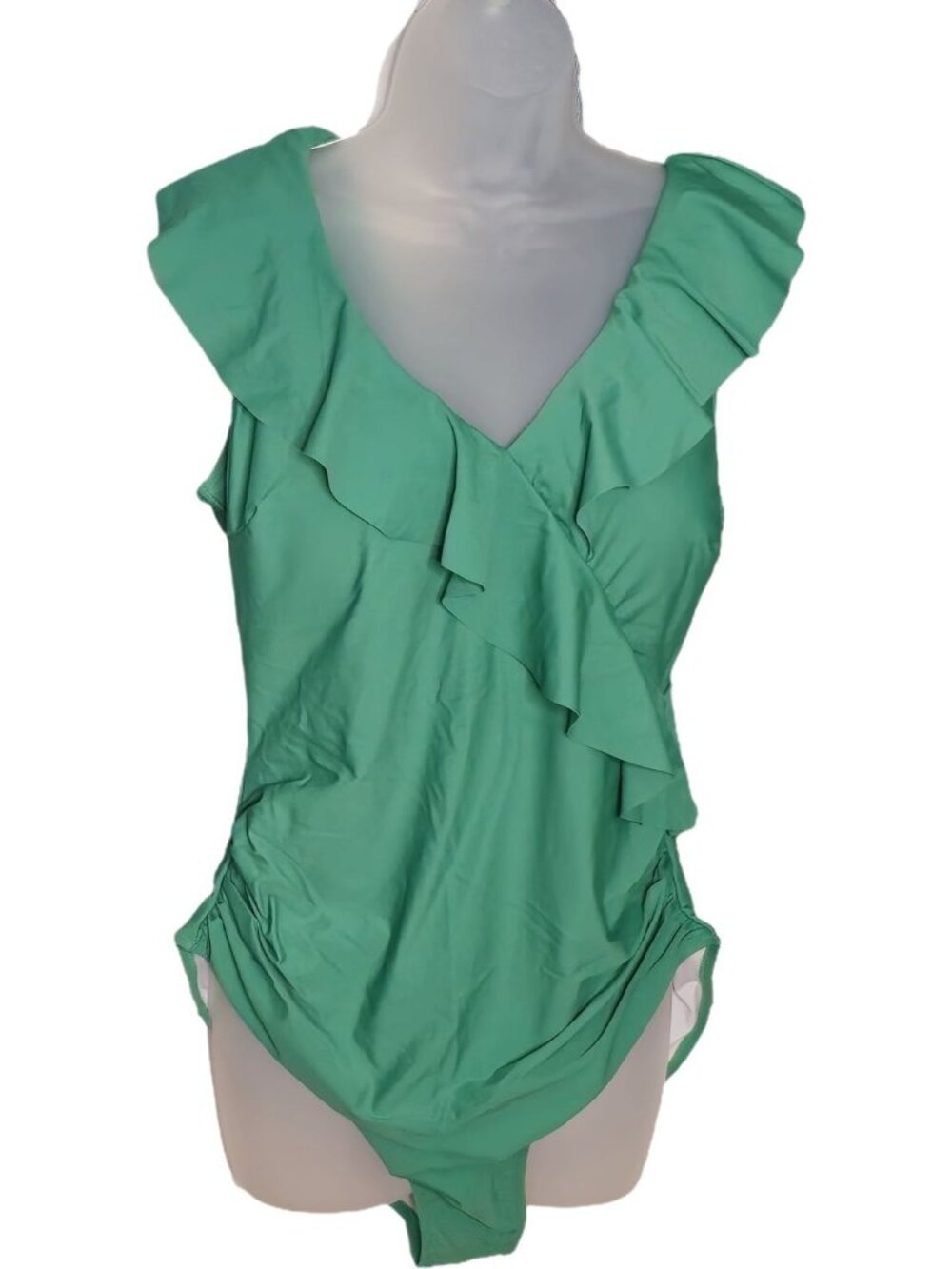 One Piece Swimwear XXL Green Ruffle Slimming Adjustable Built-in Bra Fast Drying - Picture 1 of 9